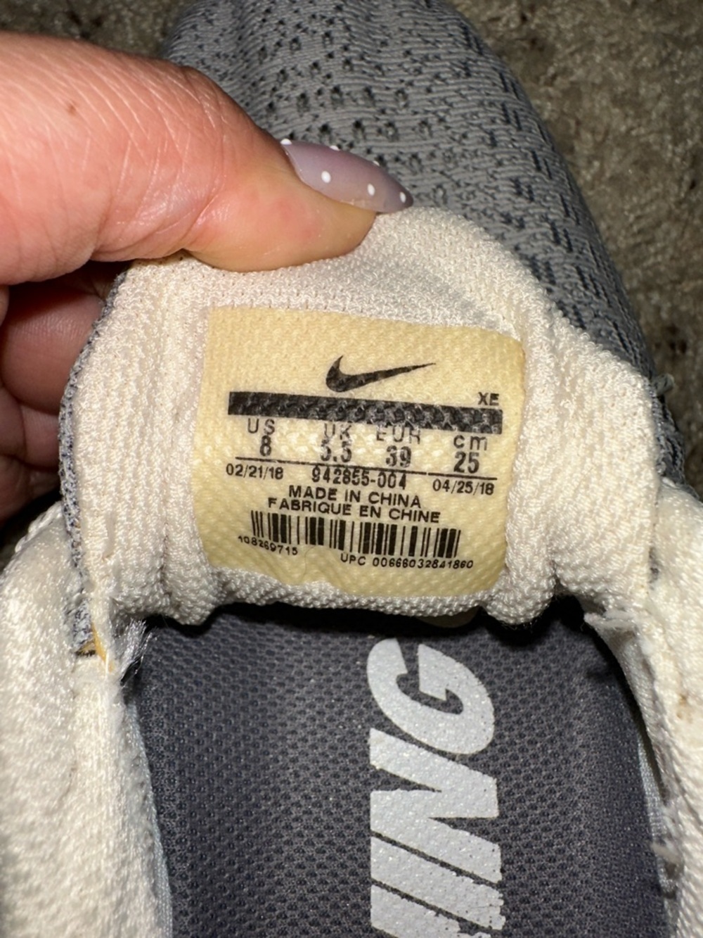 Nike Women's Light Grey Knit Running Sneakers - Picture 3 of 9